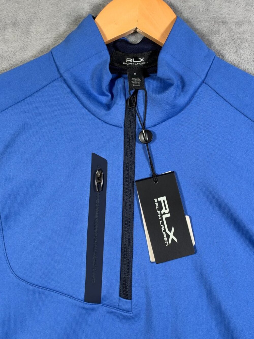 RLX Ralph Lauren Pullover Mens M Blue 1/4 Zip Stretch Jersey Performance Golf Z